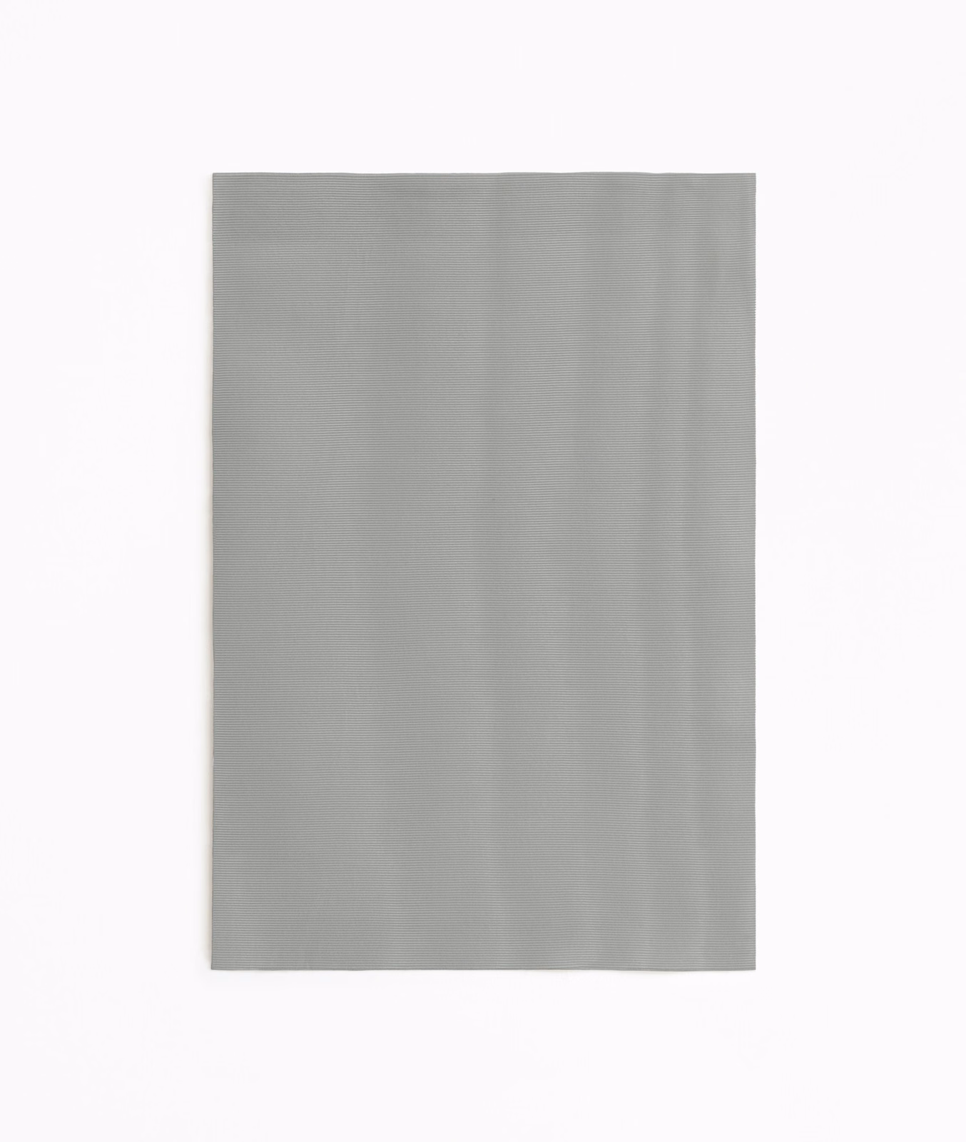 Pale celadon-grey curtain fabric with subtle vertical tonal striations and a soft sheen