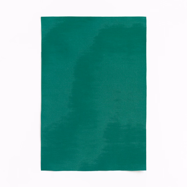 Deep chlorophyll green curtain fabric with subtle horizontal weave and tonal surface variation