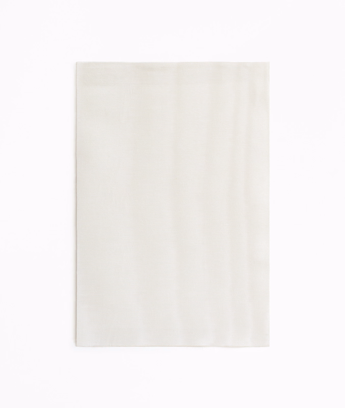 Pale pearl-ivory curtain fabric with subtle vertical tonal texture