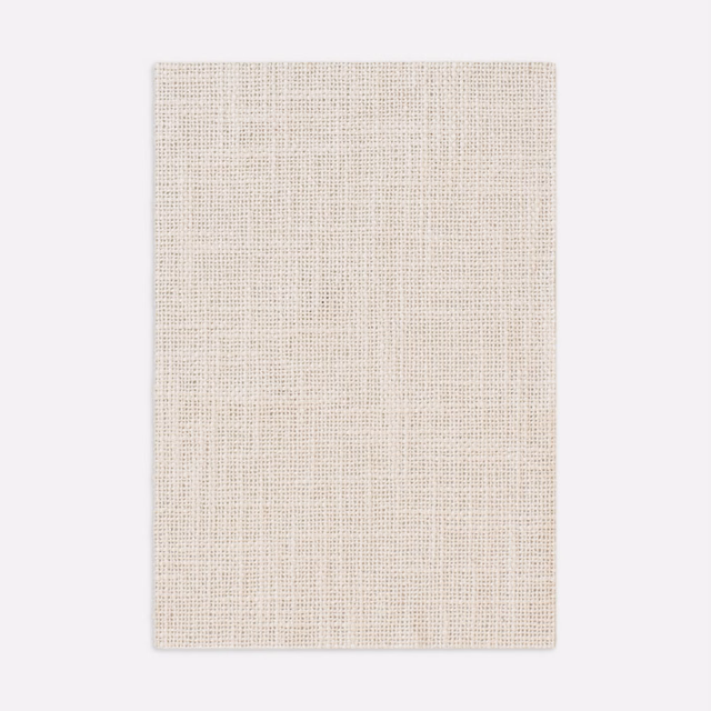 Warm ecru curtain fabric with a fine, even crosshatched woven texture