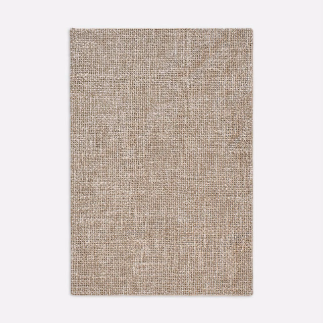 Warm greige-taupe curtain fabric with a fine beige-grey crosshatch weave