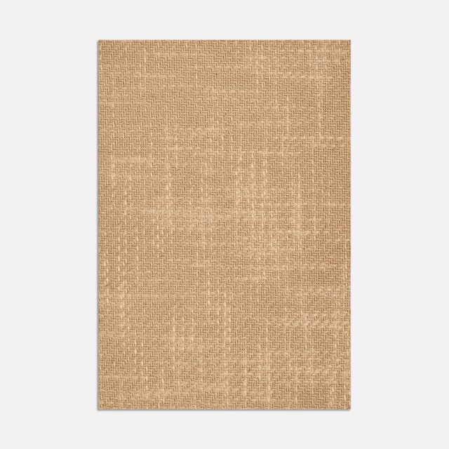 Warm straw-beige woven curtain fabric with subtle slub texture and natural tonal variation