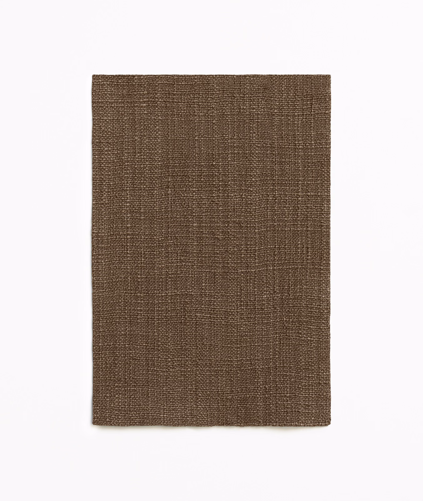 Deep taupe-brown curtain fabric with a finely gridded woven texture