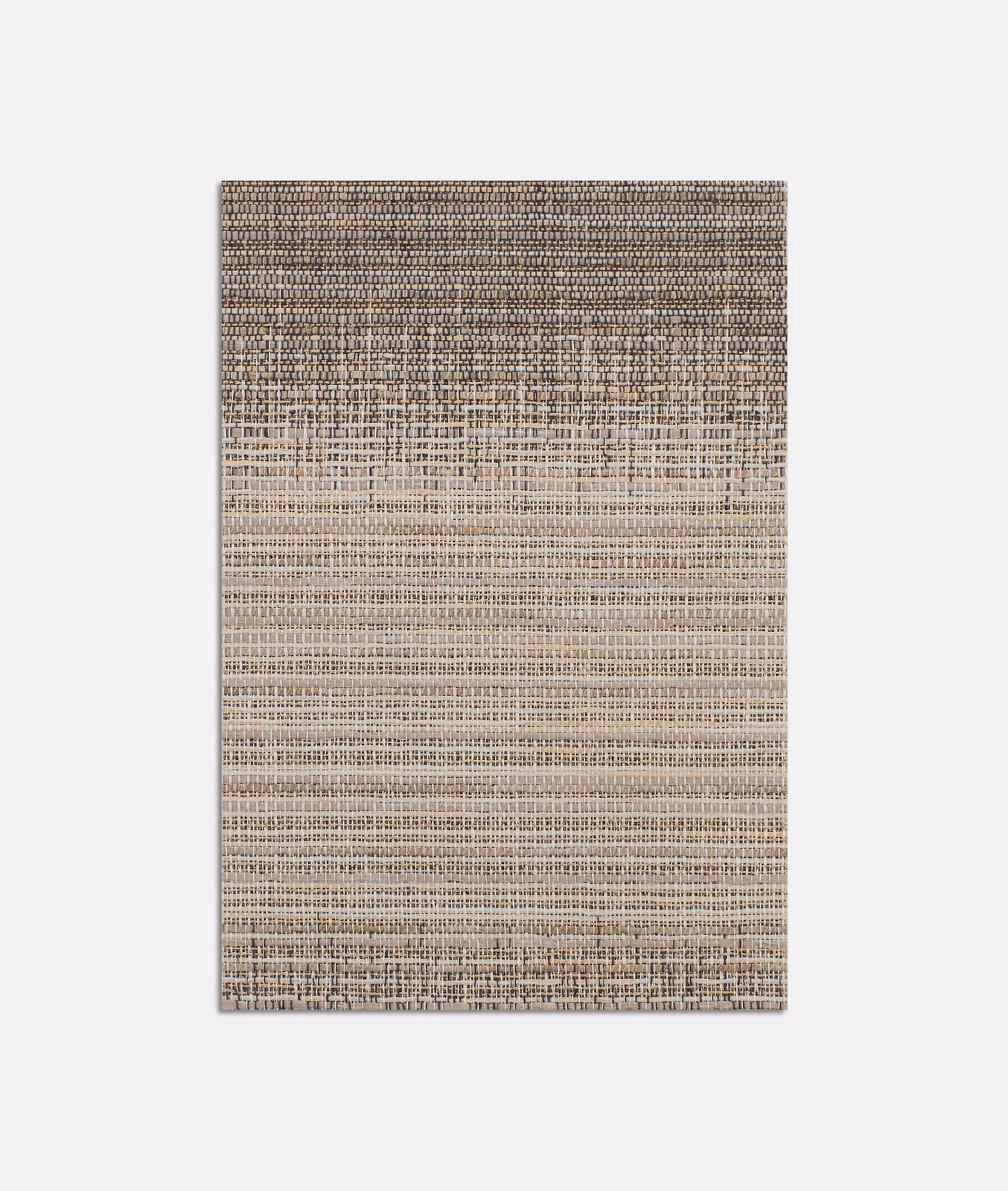 Taupe-brown woven swatch with fine horizontal striations and a pale central band