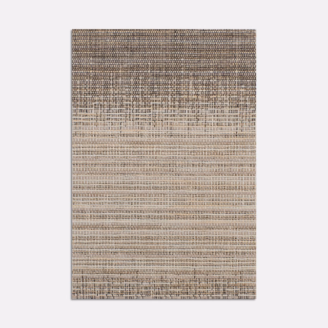 Taupe-brown woven swatch with fine horizontal striations and a pale central band