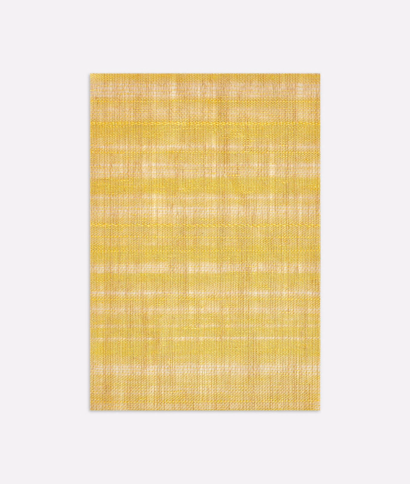 Sunflower-yellow woven curtain swatch with softly irregular horizontal bands