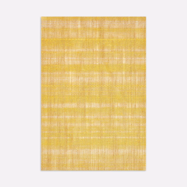 Sunflower-yellow woven curtain swatch with softly irregular horizontal bands