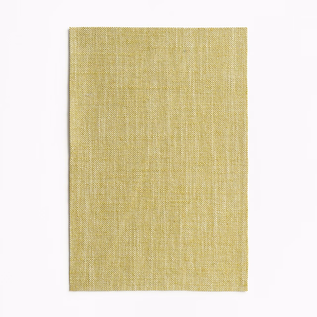 Yellow-green acid green curtain fabric with fine mottled vertical woven texture