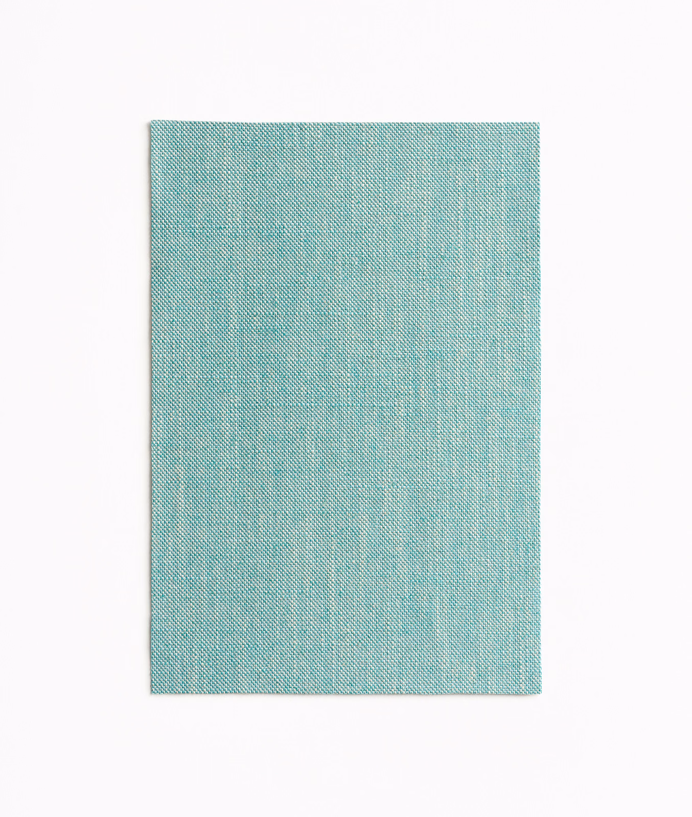 Pale marine teal curtain fabric with fine diagonal weave and subtle vertical striations