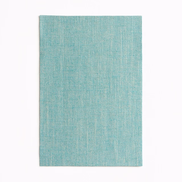 Pale marine teal curtain fabric with fine diagonal weave and subtle vertical striations
