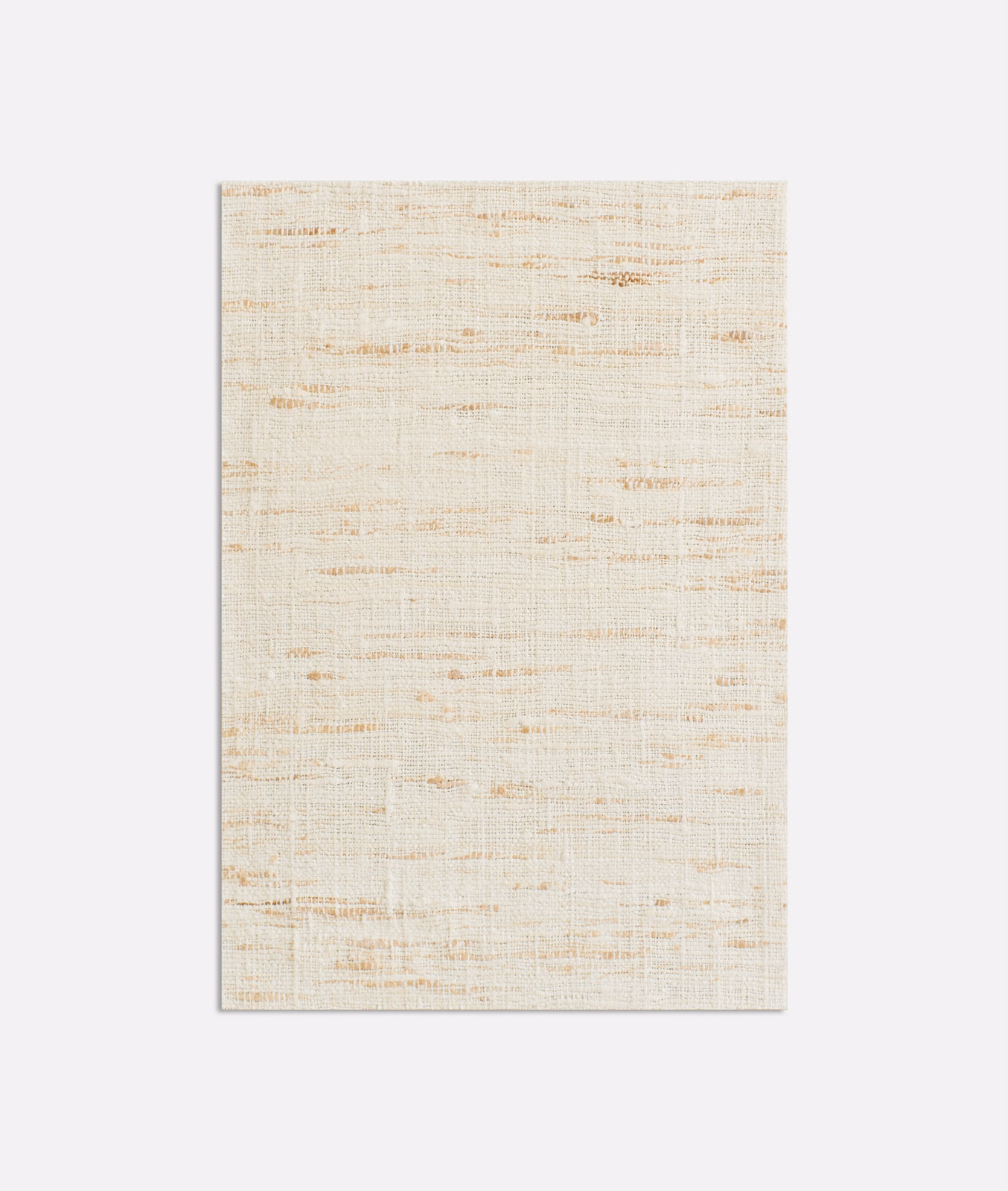 Warm cream textile swatch with fine horizontal slubs and scattered tan marks