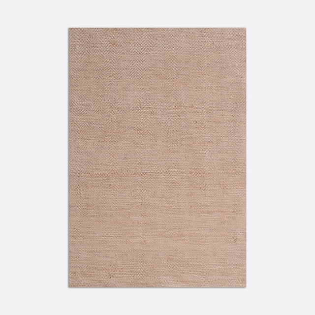Warm blush-beige plain weave showing fine horizontal texture across the fabric swatch
