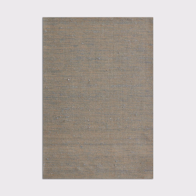 Muted taupe-grey curtain swatch with a fine, flecked horizontal weave