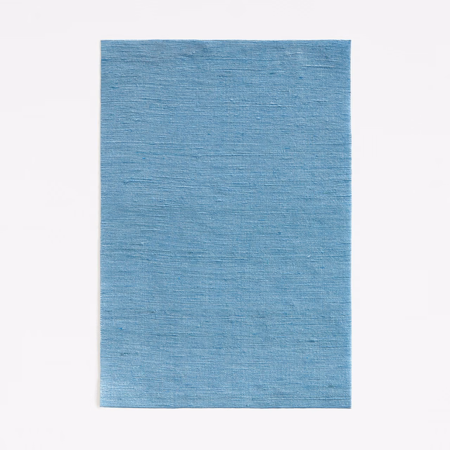 Cool Atlantique blue curtain fabric with fine horizontal slub texture
