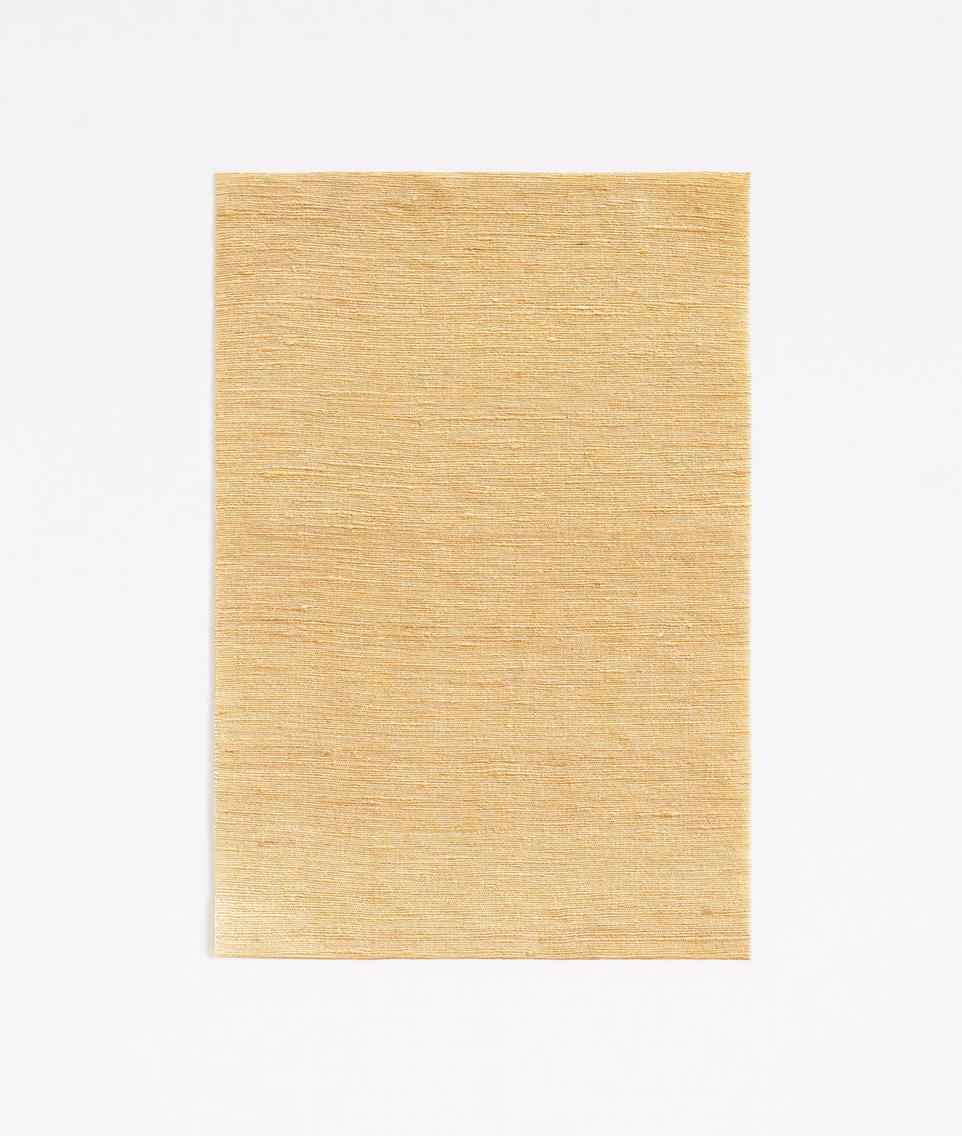 Pale maize yellow curtain fabric with fine horizontal woven texture and subtle golden variation