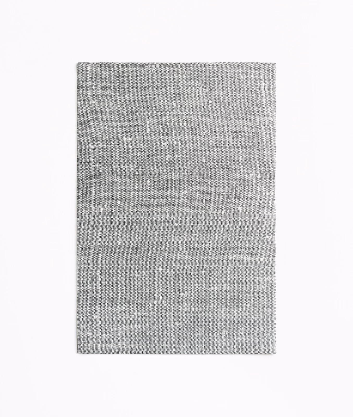 Cool silver-grey curtain fabric with fine horizontal slubbed weave and pale flecks