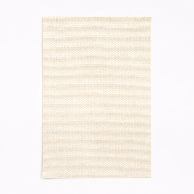 Pale ivory woven swatch with fine horizontal ribbing and softly warm tone