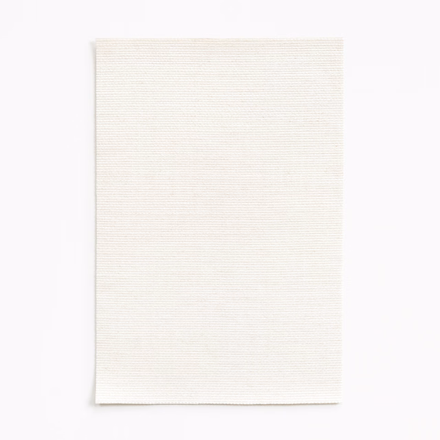 Pale ivory Dedar fabric swatch showing fine, closely spaced horizontal ribs