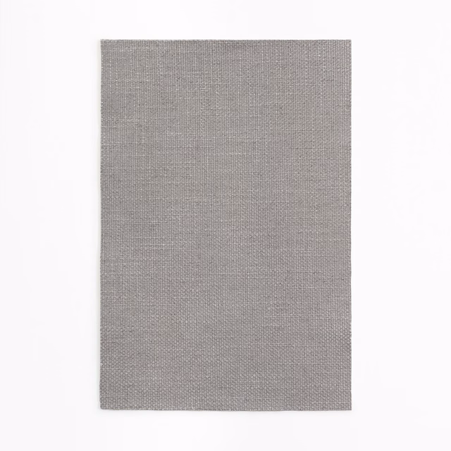 Close view of Dedar Flair Argento’s fine silver-grey plain weave