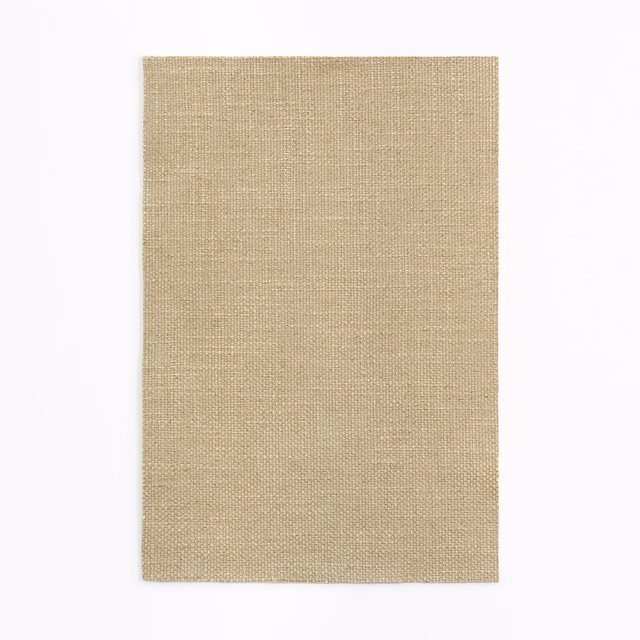 Warm oat-beige Dedar curtain fabric with fine crosshatch woven texture