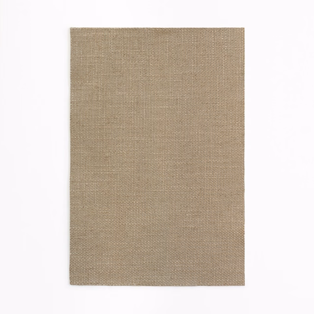 Warm taupe plain weave with fine crosshatch texture on white background