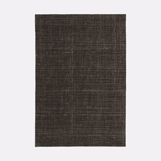 Dark espresso and charcoal curtain fabric with a fine irregular crosshatch weave