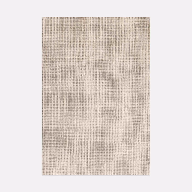 Natural beige curtain fabric with fine vertical woven grain and softly flecked texture