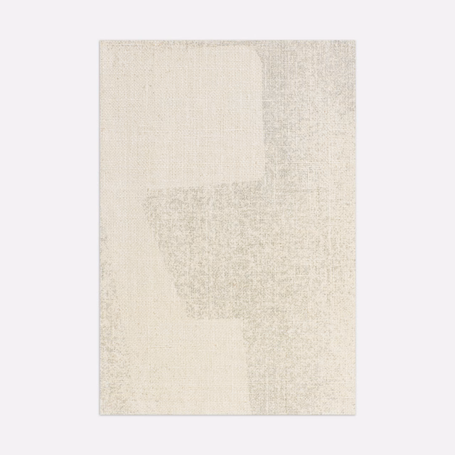 Pale ivory Dedar curtain fabric with softly mottled geometric blocks and fine woven texture