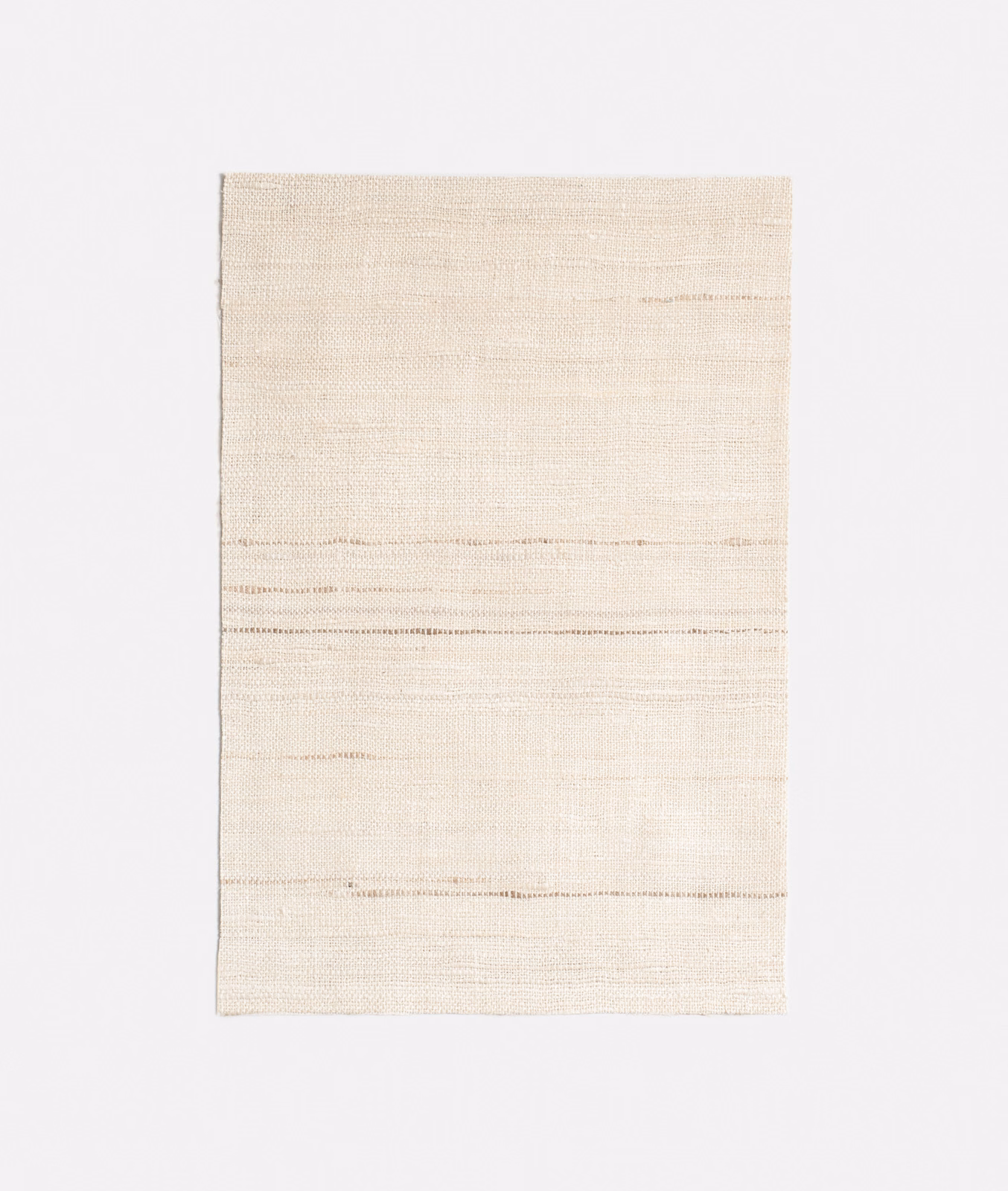 Warm ivory woven curtain fabric with irregular fine horizontal striations