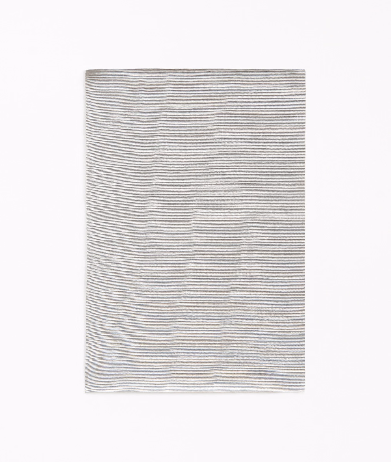Pale silver-grey fabric swatch with fine, closely spaced horizontal striations