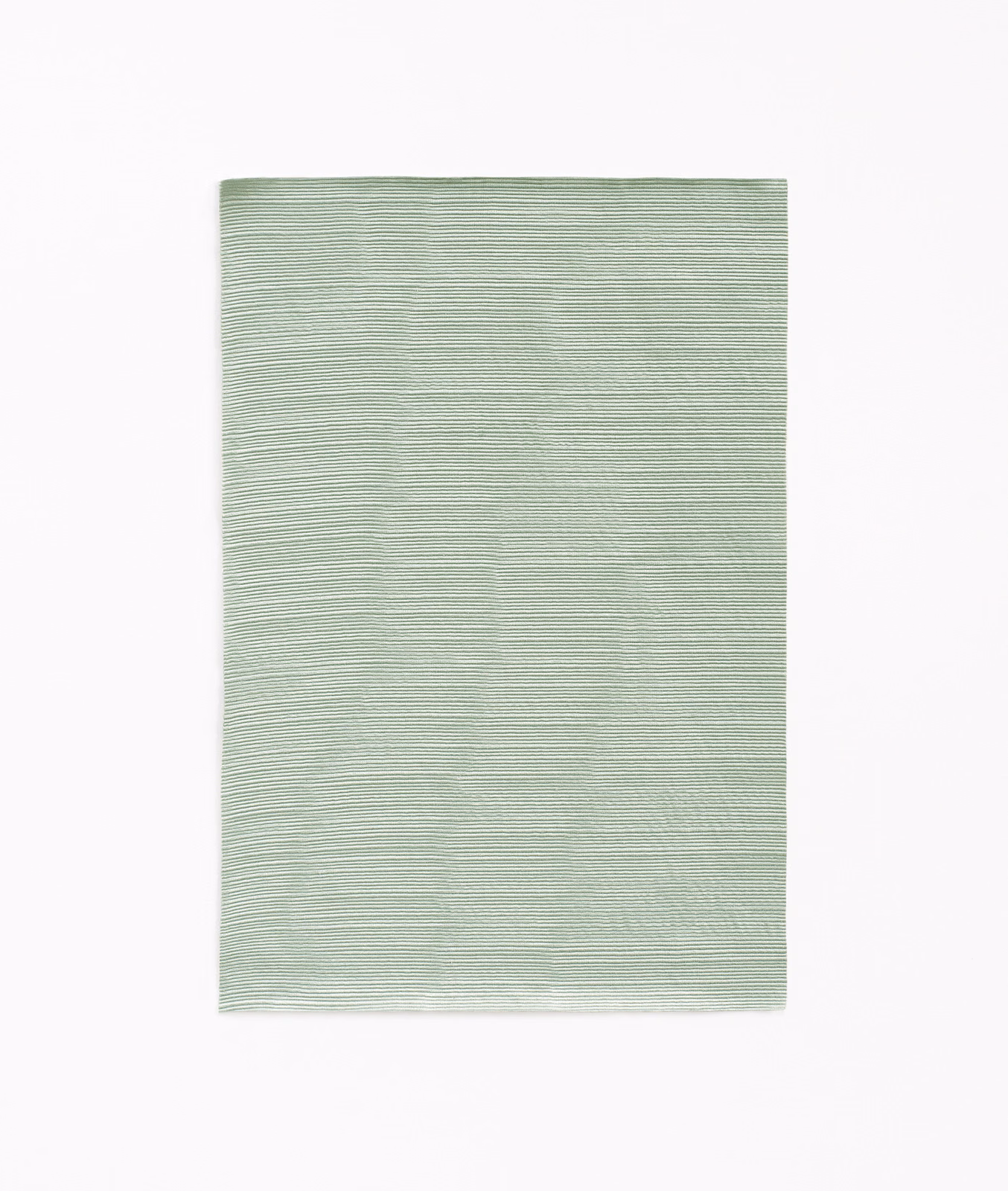 Pale sage-green fabric with fine, softly rippled horizontal striations