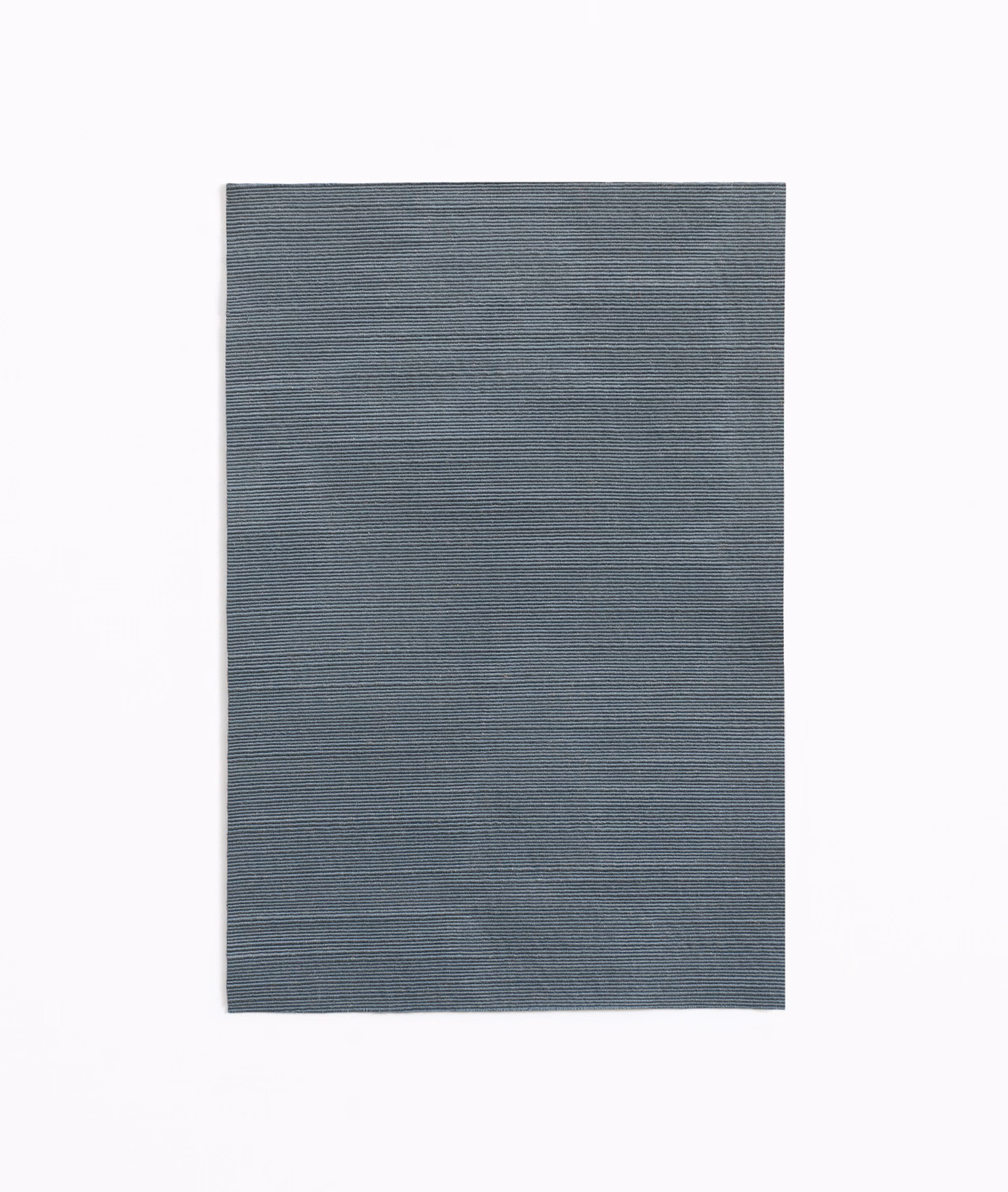 Slate blue-grey textile swatch with fine horizontal striations and subtle woven texture