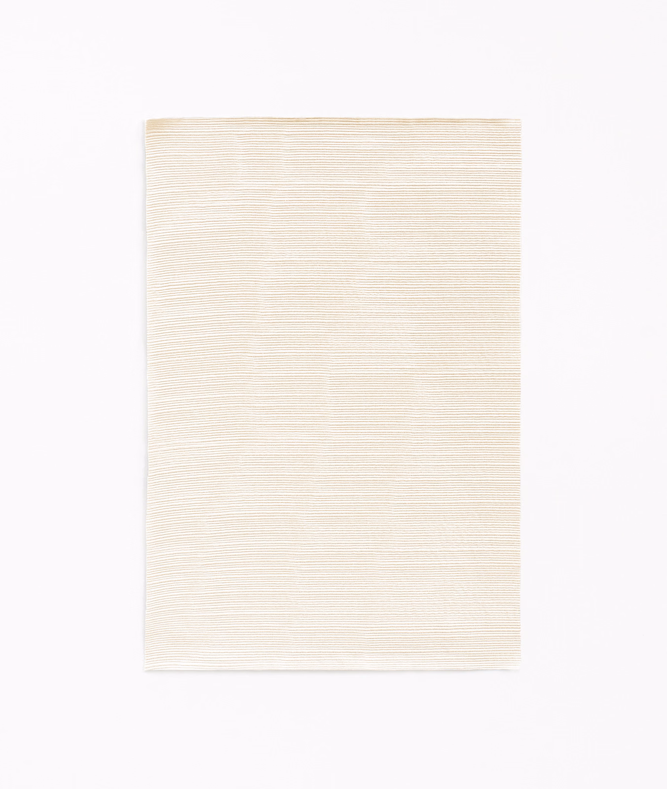 Ivory textile swatch with delicate horizontal striations and a softly ribbed surface