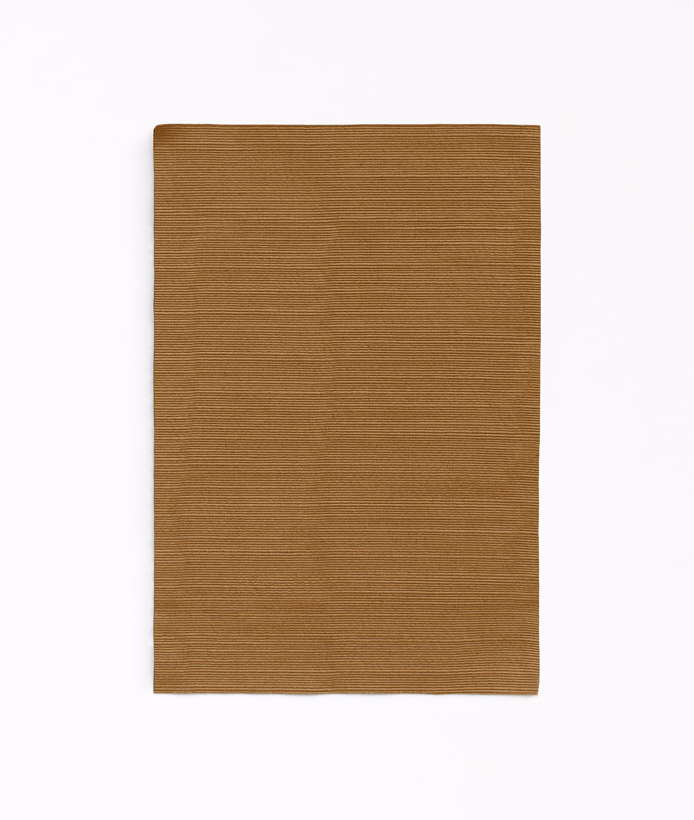 Warm cappuccino-brown curtain fabric with fine horizontal ribbed texture