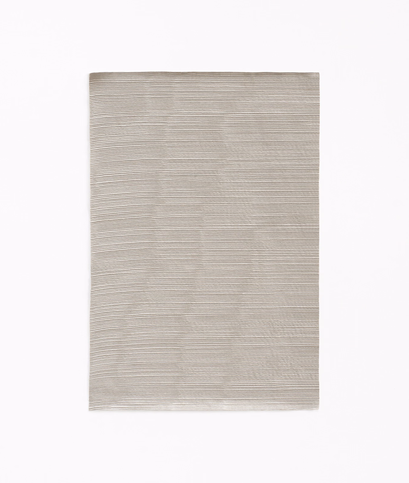 Pale cement-grey fabric swatch with fine, irregular horizontal striations and soft texture