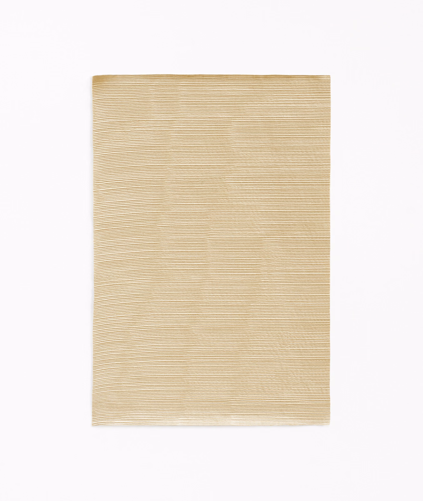 Pale cream Dedar textile with fine, closely spaced horizontal ribbing