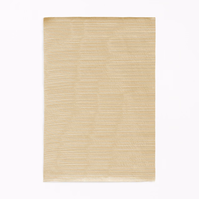 Pale cream Dedar textile with fine, closely spaced horizontal ribbing