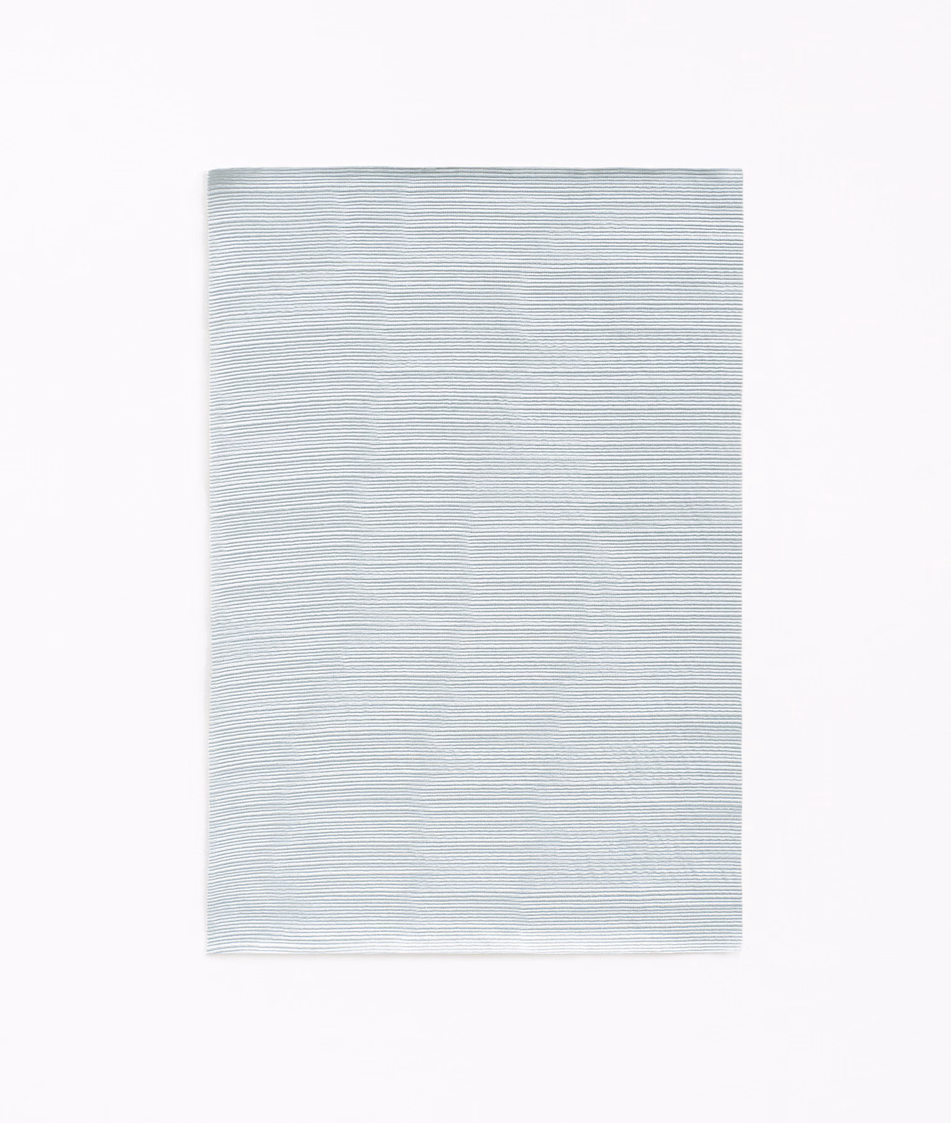 Pale icy blue-grey curtain fabric with closely spaced horizontal striations