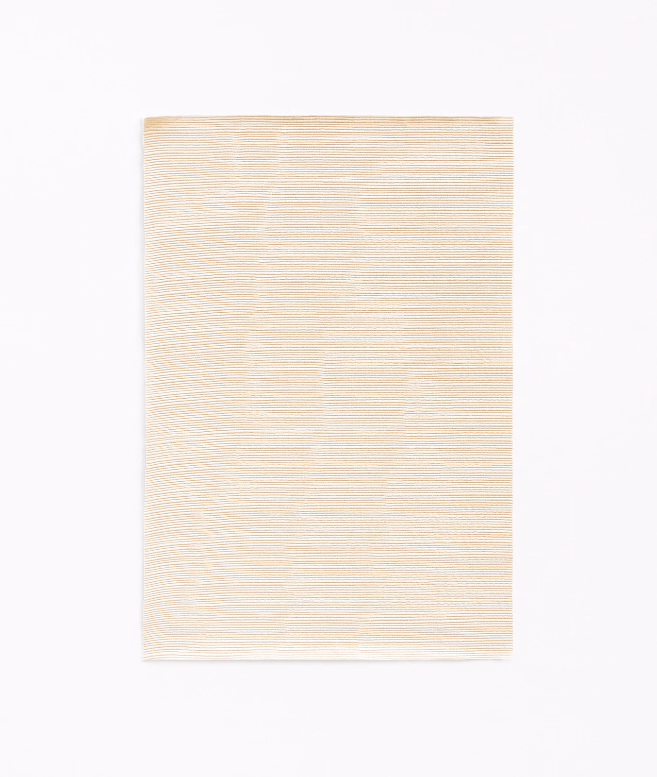 Pale eggshell curtain cloth with fine horizontal woven lines and subtle texture