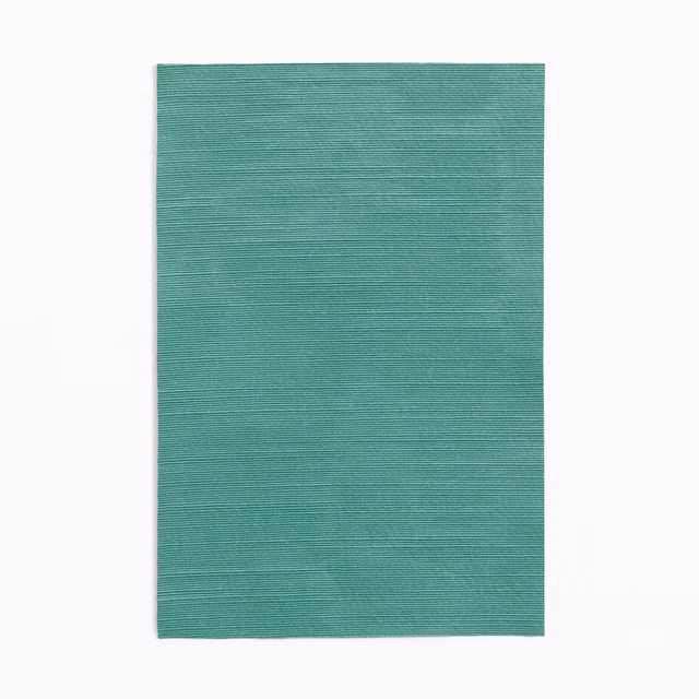 Muted lagoon-teal curtain fabric with fine horizontal slub texture
