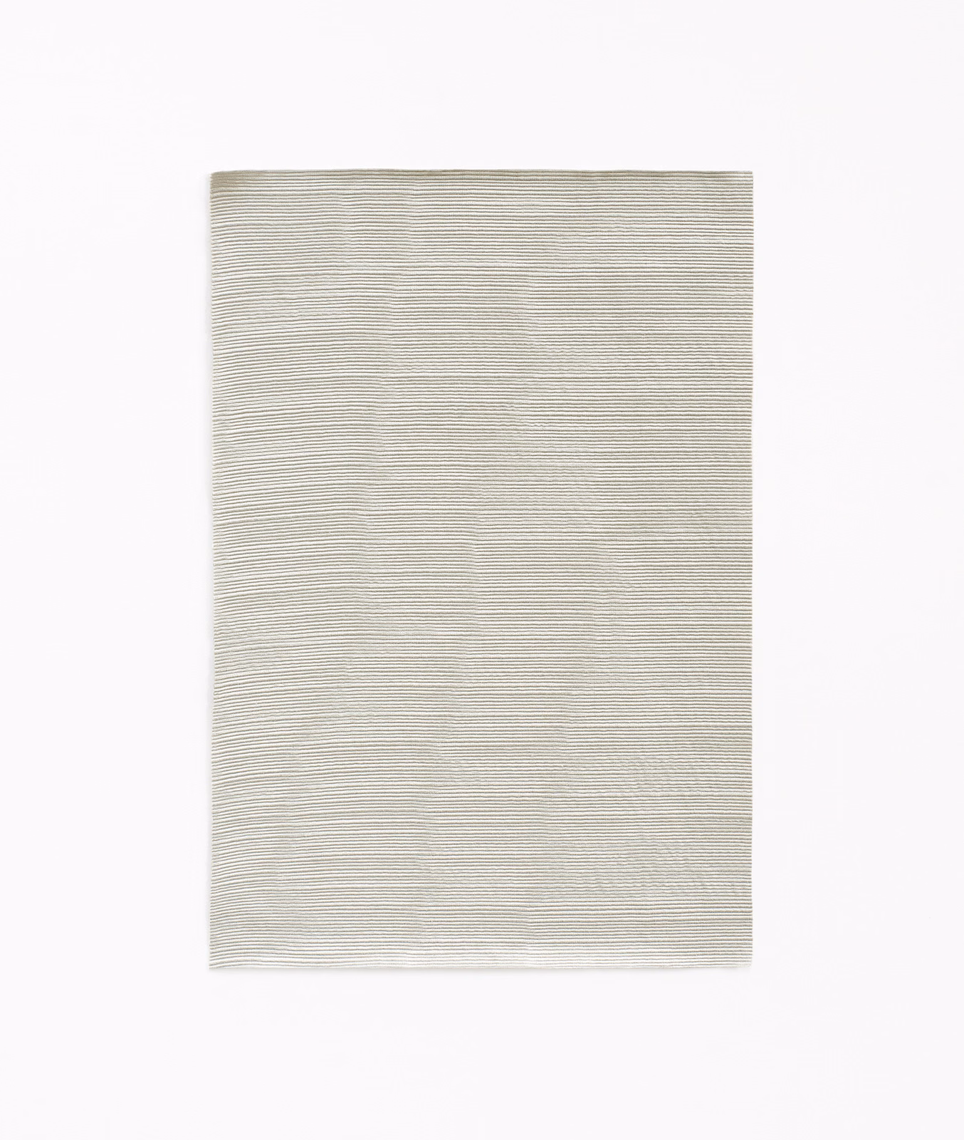 Pale greige fabric swatch with fine horizontal striations and softly textured surface