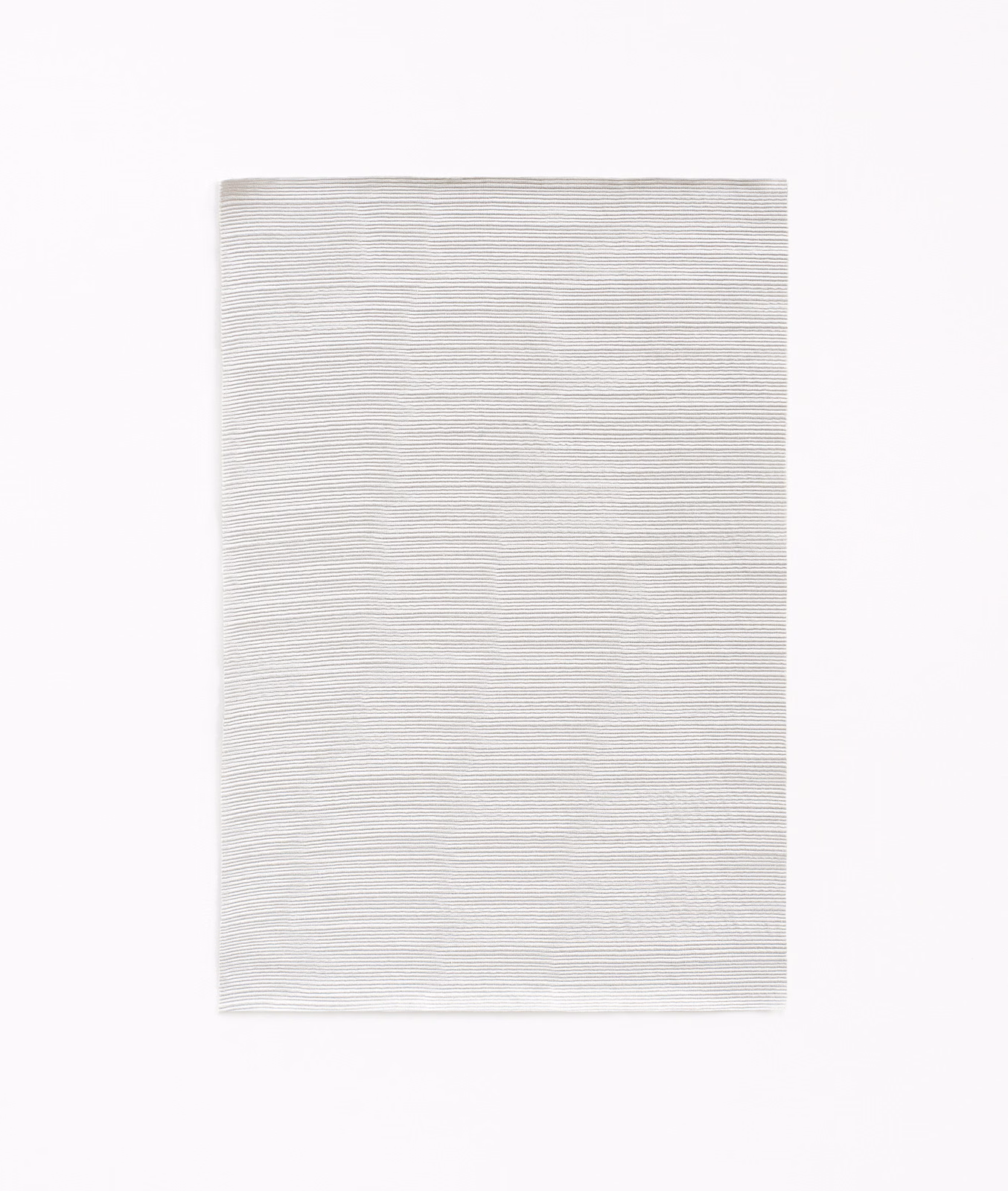 Pale pearl ivory fabric swatch with fine horizontal striations and subtle sheen