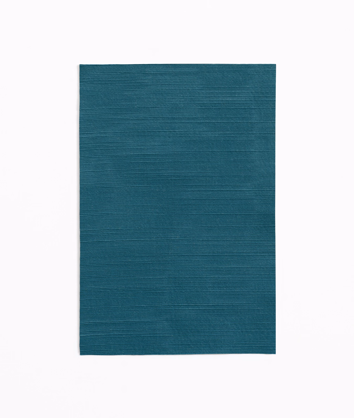 Deep petrol teal textile swatch with fine horizontal woven striations