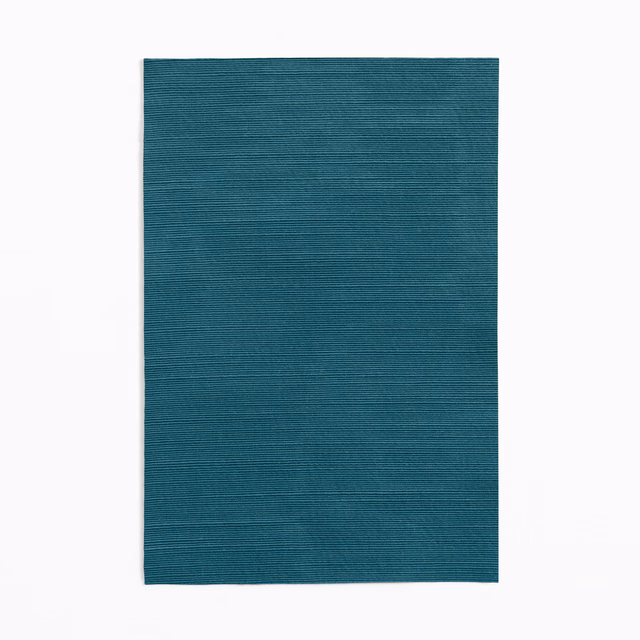 Deep petrol teal textile swatch with fine horizontal woven striations