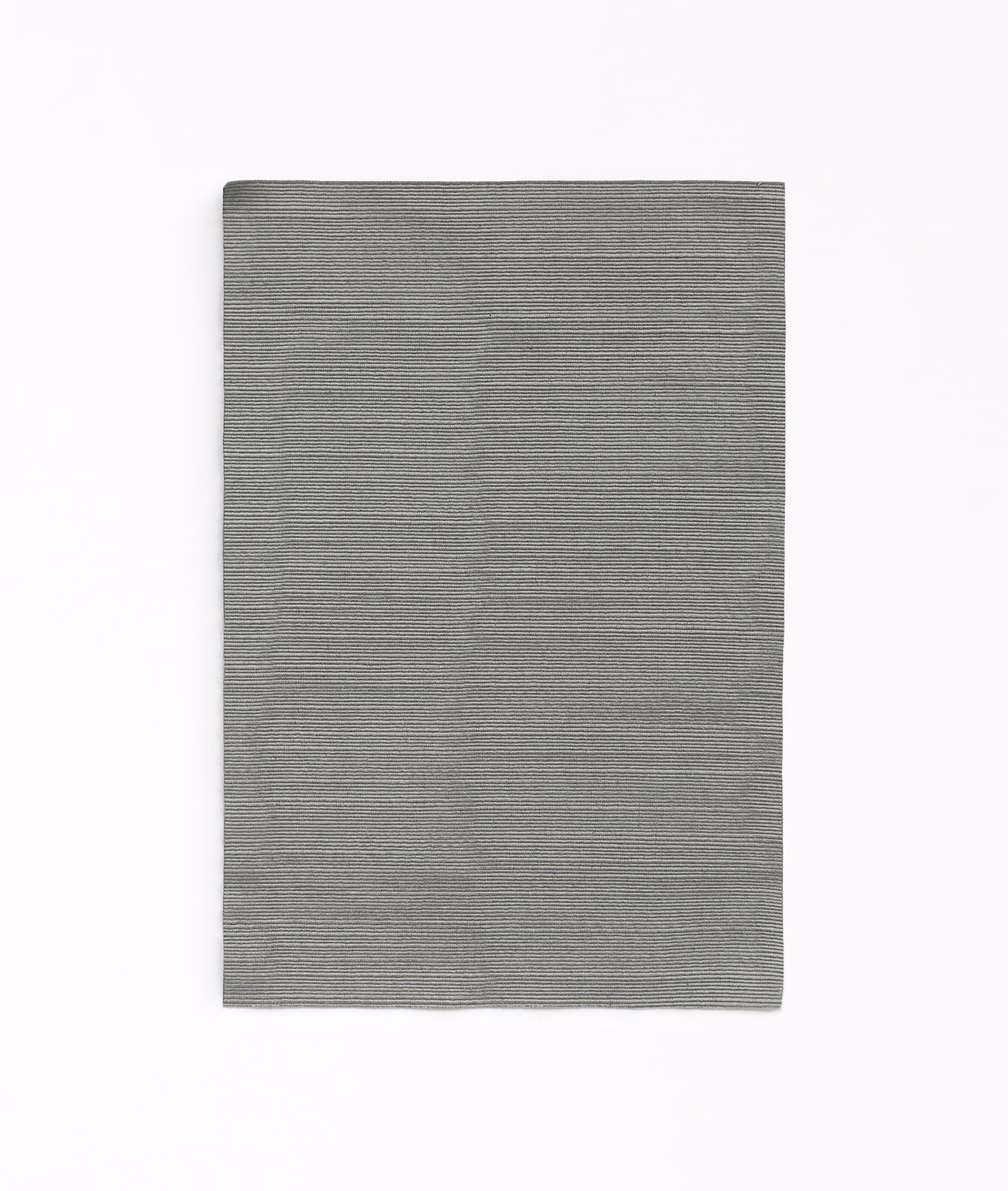 Cool souris-grey curtain fabric with fine horizontal ribbing and subtle tonal variation
