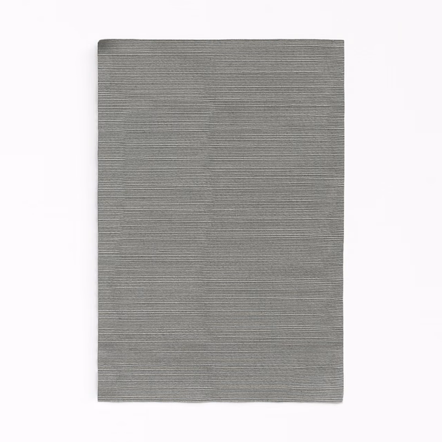 Cool souris-grey curtain fabric with fine horizontal ribbing and subtle tonal variation