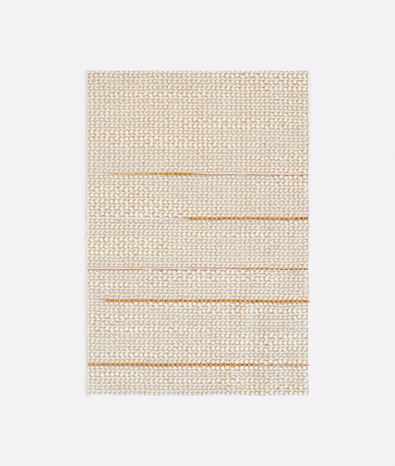 Warm ivory nubby weave with fine tan-orange horizontal lines