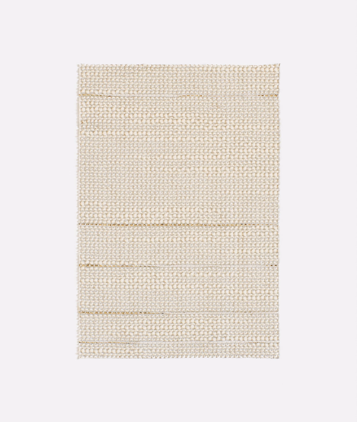 Warm ivory cream woven curtain fabric with fine texture and subtle horizontal bands