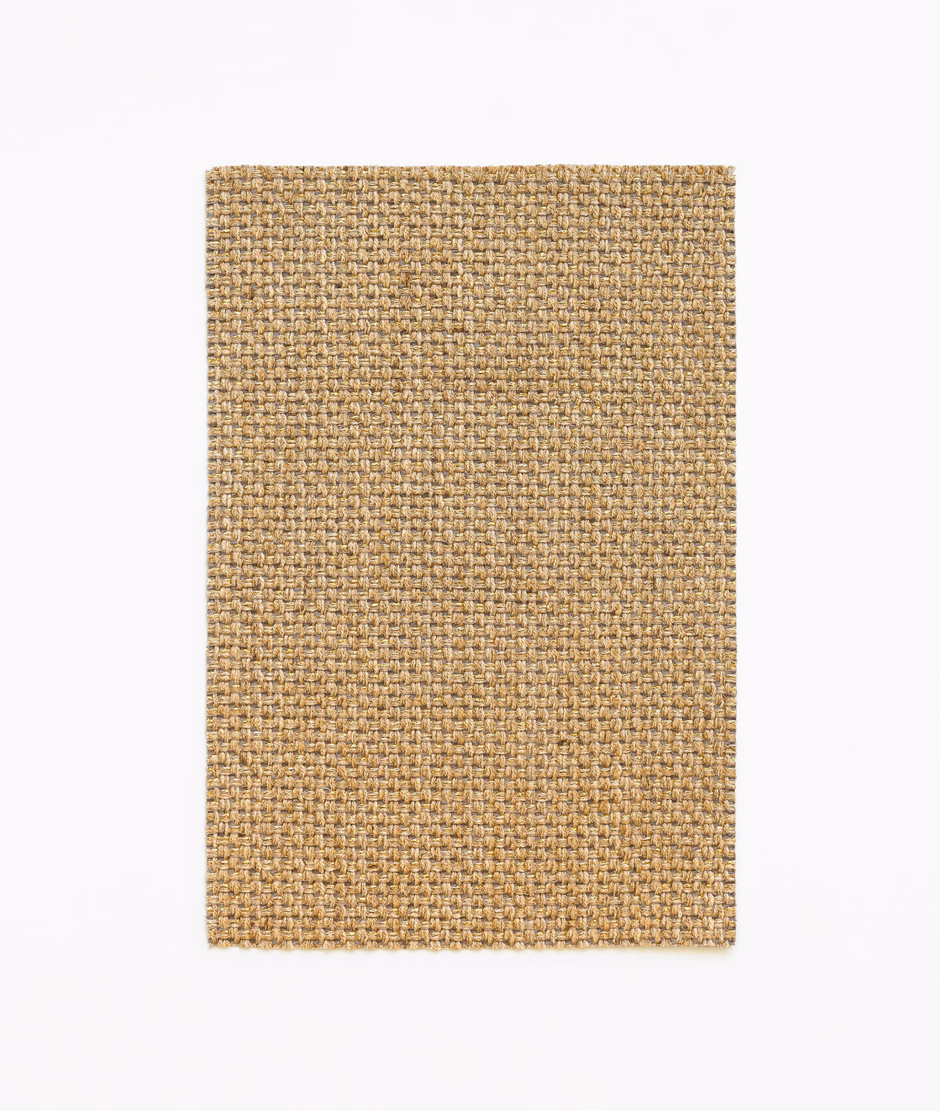 Warm jute-beige fabric swatch with a dense, finely textured woven grid