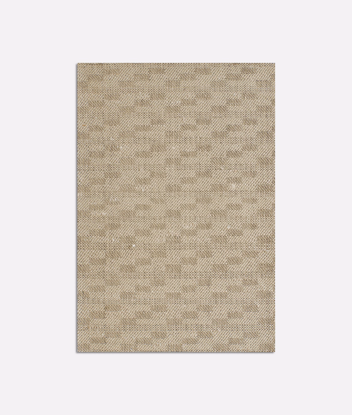Pale oatmeal woven curtain fabric with subtle broken taupe horizontal pattern